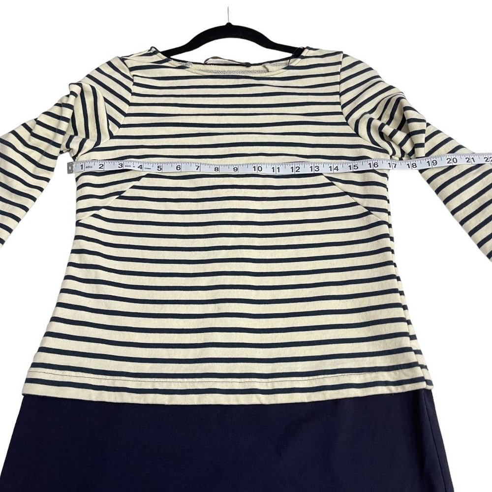 Zara Basic Women's 3/4 Sleeve Striped Navy Blue Mini Dress Size XS - Picture 6 of 11